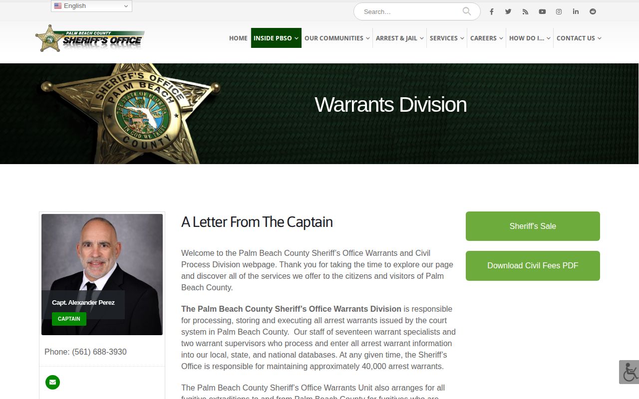 Palm Beach County arrest warrant information from PBSO Fugitive Warrants Unit