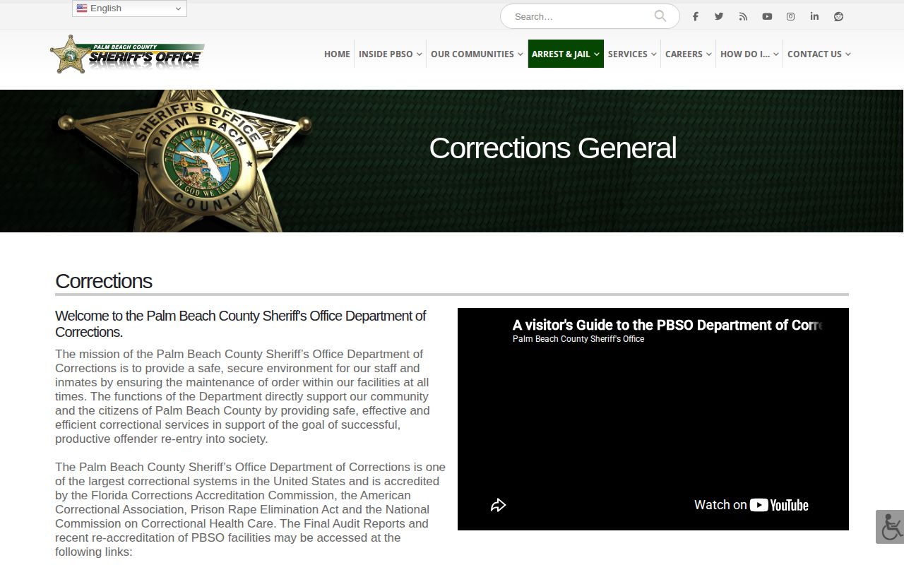 Palm Beach County jail roster and PBSO detention facilities information