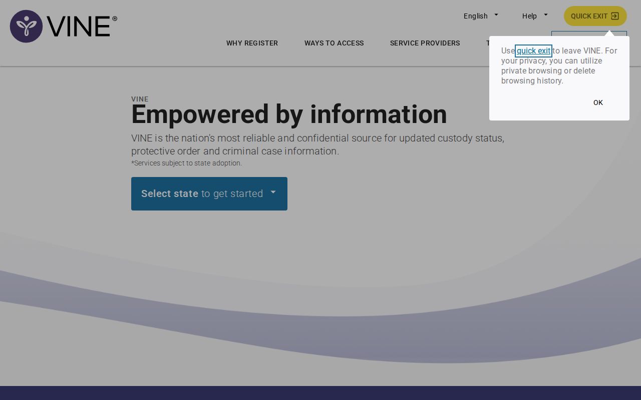 VINELink custody search service interface for Florida